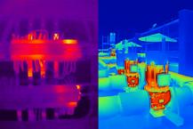 左圖：電氣柜異常發熱，右圖：熱泵系統運行檢測