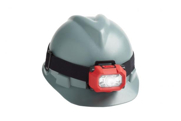 The HL-200 EX headlamp easily fits over a hard hat The HL-200 EX headlamp easily fits over a hard hat