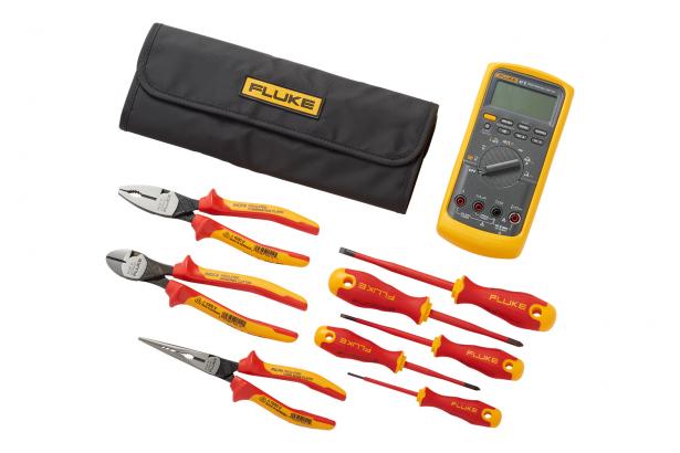Fluke 87V Industrial Multimeter plus insulated hand tools starter kit
